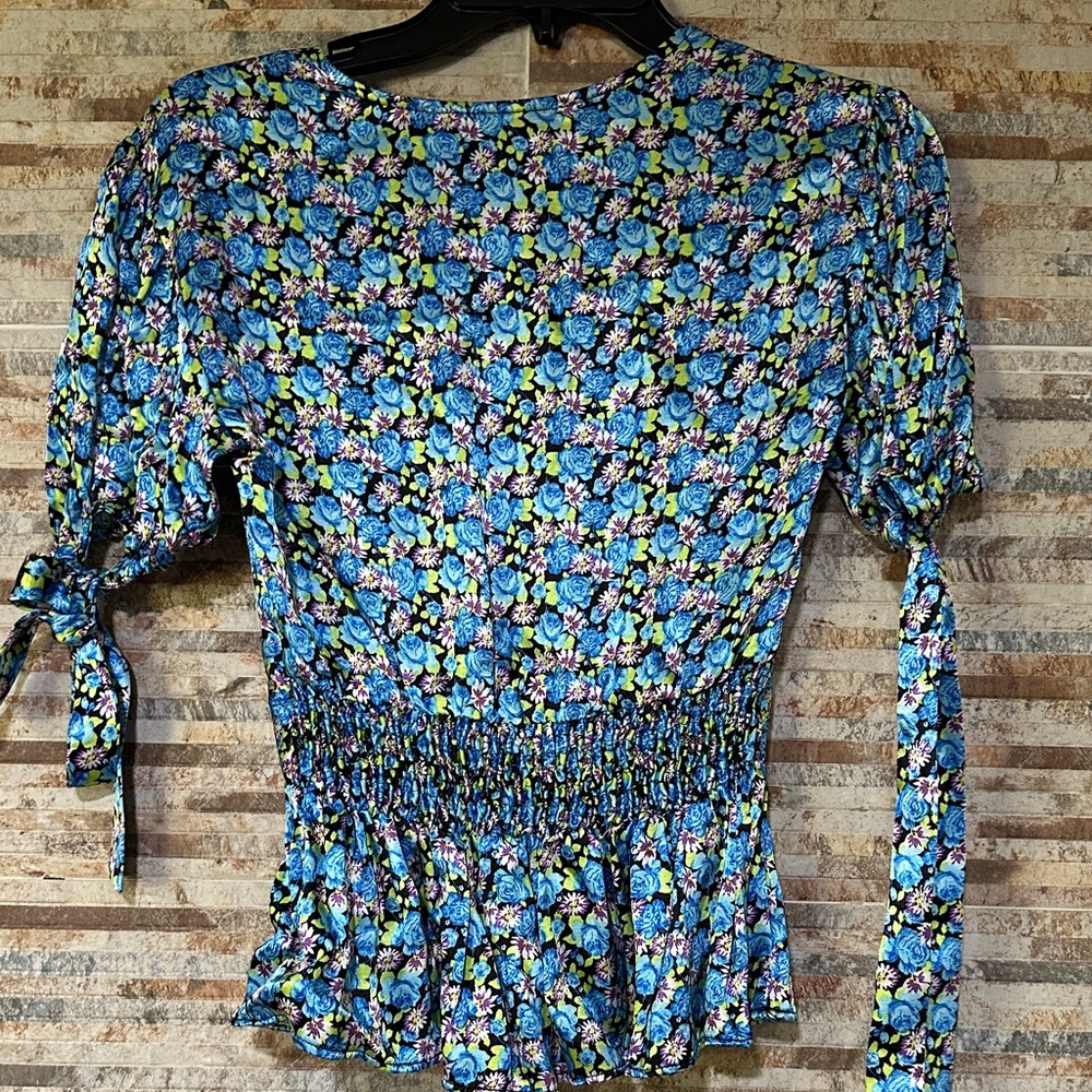Topshop Multicolor Floral Puff Sleeve Blouse - Picture 3 of 4